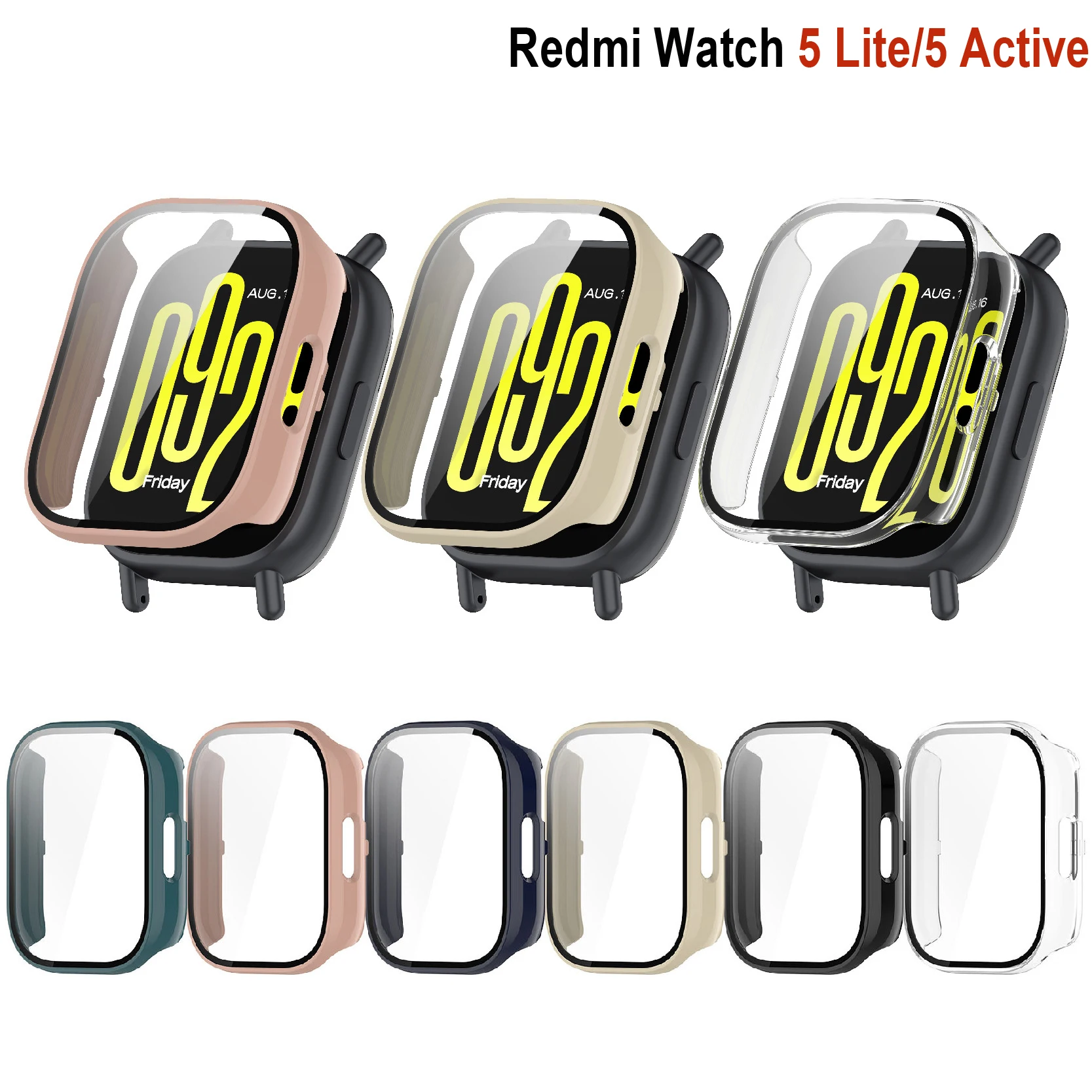 All-Around Hard Bumper Screen Protector Cover for Smartwatch – Glass + PC Case
