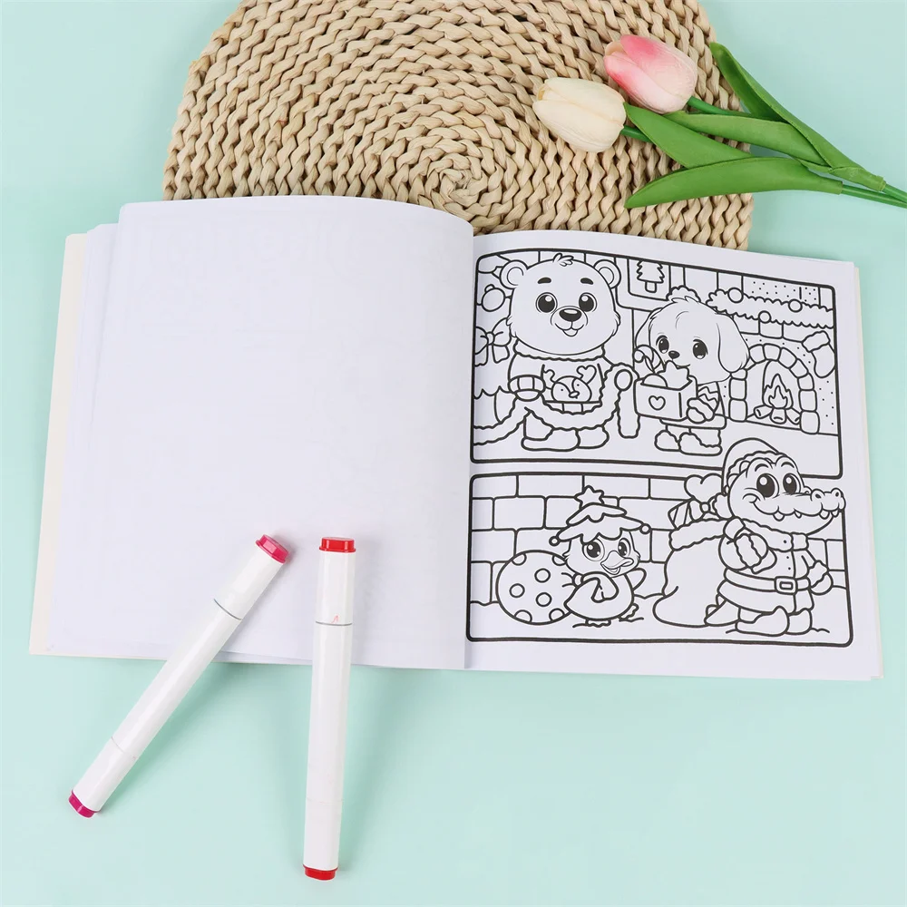 fuzzy hygges coloring book Creative Winter Animal Theme 40 Pages Stress Relief Winter Animal Coloring Book For Adults & Teens 5