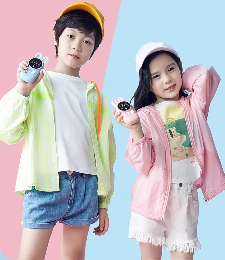 New 2PCS Rabbit Walkie Talkie 3KM Range Handheld Transceiver UHF Radio Lanyard Children Birthday Gift Mini Kids Toys Interphone 3