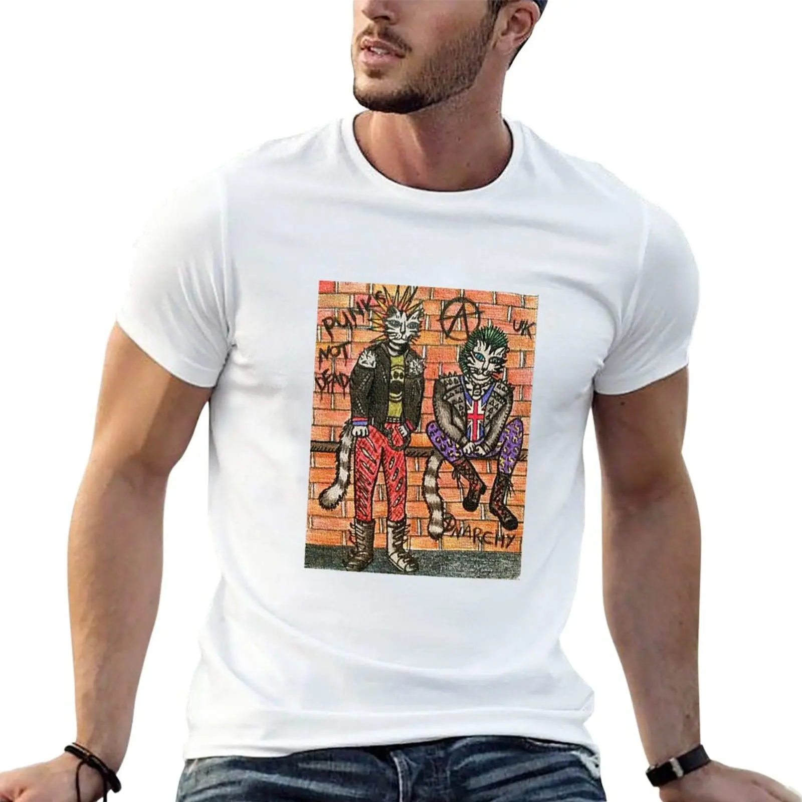 

Punk Rock Cats T-Shirt T-shirt short oversized t shirts graphic t shirt men clothing