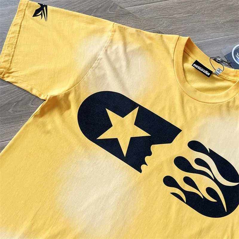 

Футболка оверсайз 24ss для мужчин и женщин, тенниска из мытого чистого хлопка, с принтом HELLSTAR No Guys No Glory Marathon, 1:1