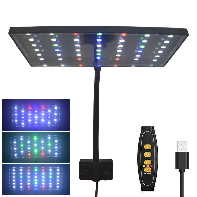 Enhanced Full Spectrum Adjustable LED Aquarium Light with 360° Rotation and Timer Control