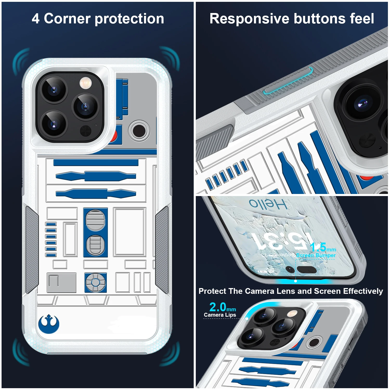 Astromech Robot Dual Layer Shock-Absorption Protective Phone Case