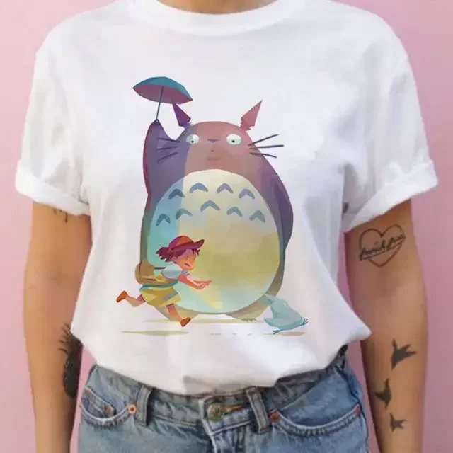 Summer men and women short-sleeved Studio Ghibli Totoro T-shirt Harajuku Kawaii Totoro Ghibli comfortable casual T-shirt Y2k Top 4