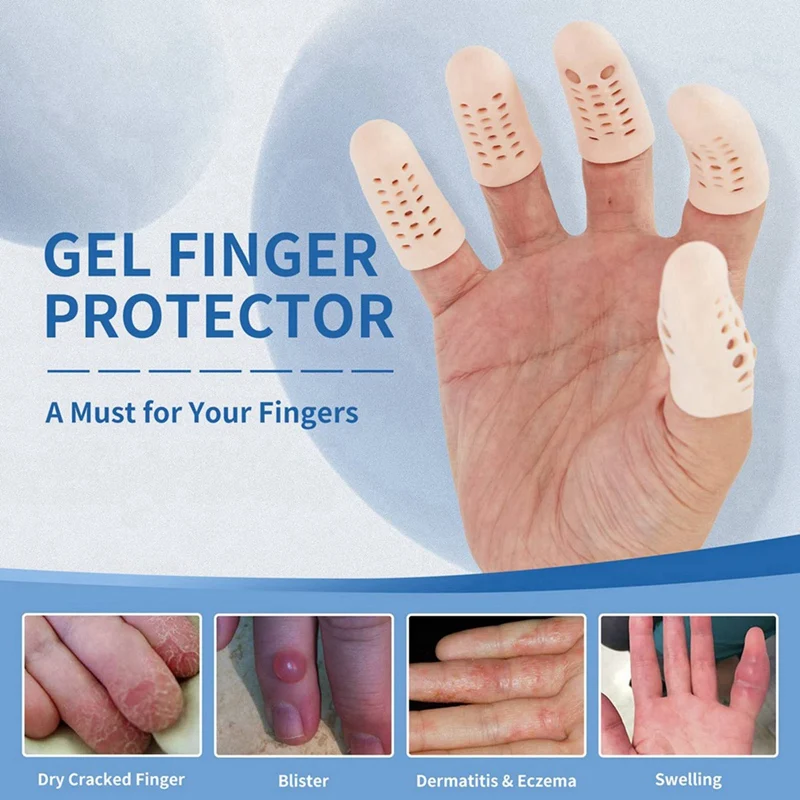 32Pcs Silicone Finger Protectors Breathable Finger Caps Fingertips Covers Sleeves Support for Cracking finger protector finger guard