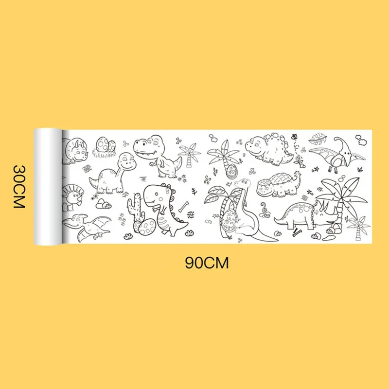 90cm 동물 캔버스 어린이 드로잉 롤 DIY 색칠 종이 롤 색상 작성 낙서 종이 컷 그림 교육 학교