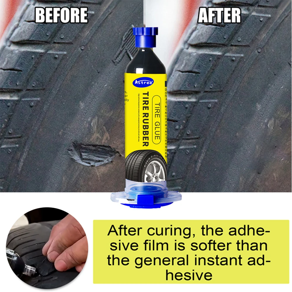 Astree Car Tyre Repair Glue Motorcycle Bike Tire Black Glue Rapid