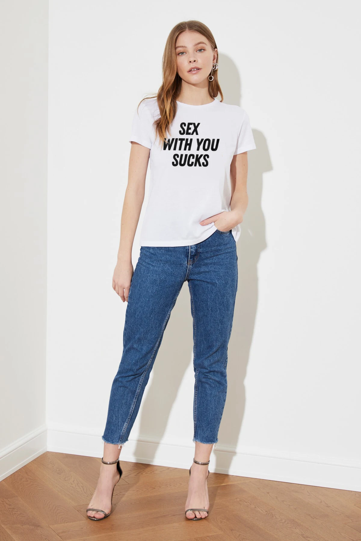 Y2K Europe and America casual T-shirt Spice Girl pattern print ladies summer crop slim street