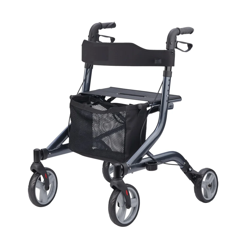 RO534 Light Weight Medical Walker Aluminum Cross Frame Rollator With Seat For Elderly People Rollator