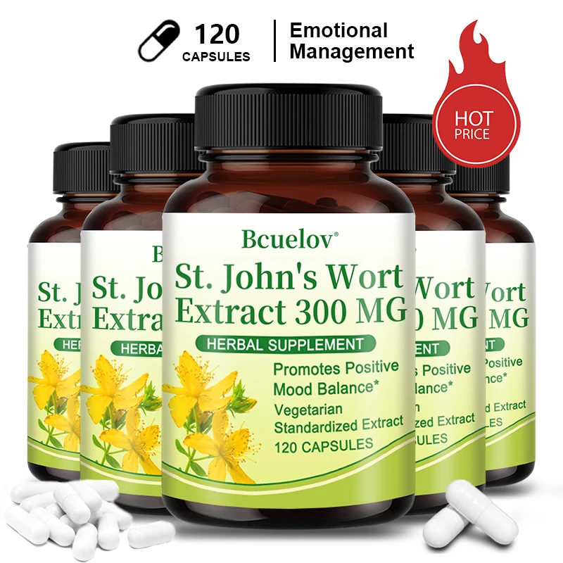 

St. John's Wort Capsules Mood Supplement Stress and Fatigue Immune and Energy Support Highly Absorbable and Mood Stabilizing