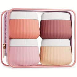 Compact Leak - Proof Silicone Travel Jars with Clear Bags - Ideal for Makeup and Creams (4 - Pack) (Red Soil)
