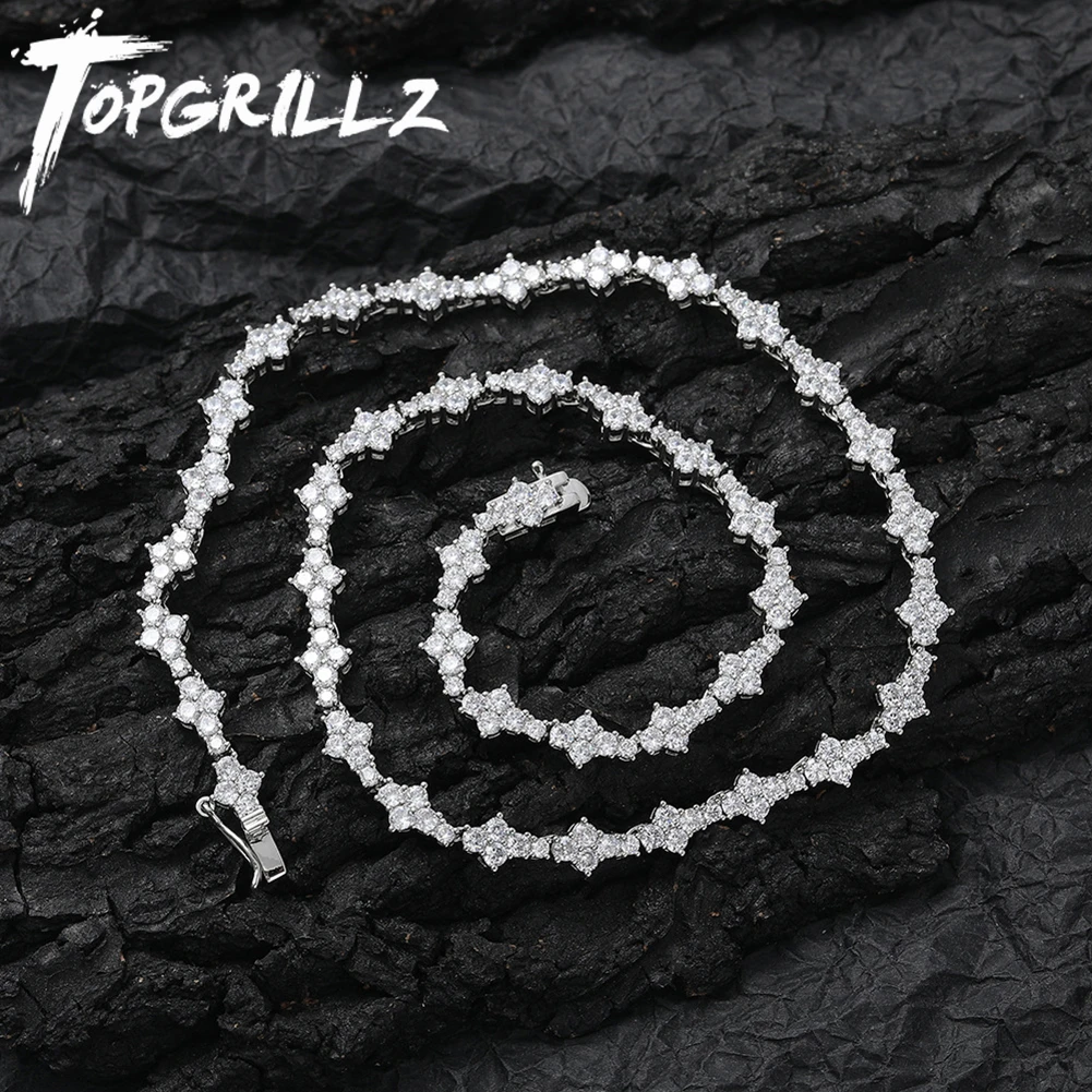 TOPGRILLZ New Honeycomb Necklace Classic 3MM Tennis Chain Hip Hop Punk  Jewelry High Quality Choker Necklace For Anniversary Gift