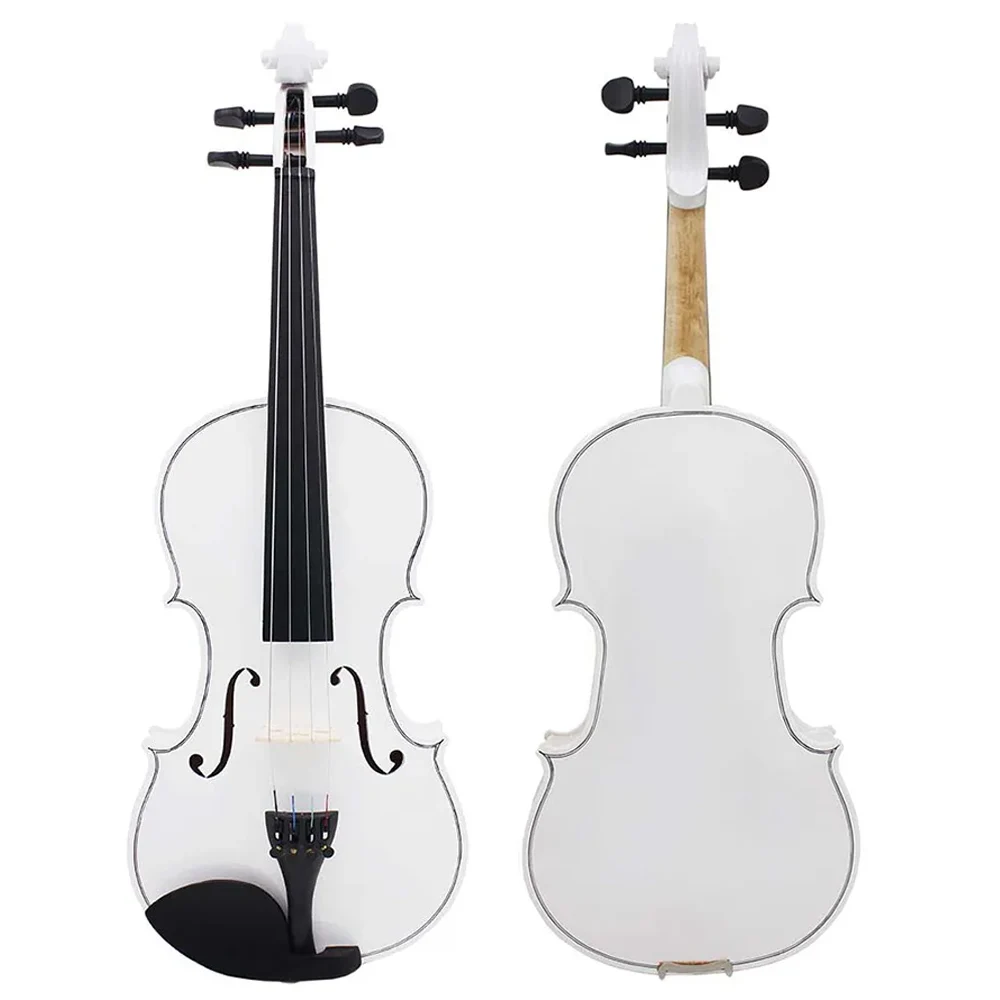 4/4 Violin Suitable for Beginners Student Sets White with Case Bow Strings Shoulder Rest Accessories