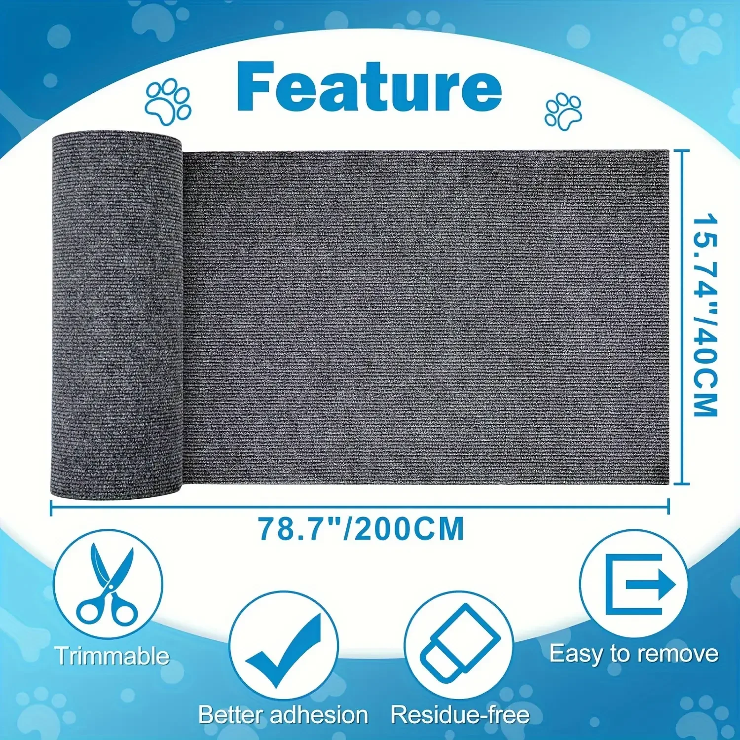 Description Picture 4 of itemTrimable Cat Furniture Protector Equipped with self-adhesive scratch pads,Protect the Sofaã€Door Tree Stand Safe from Claws