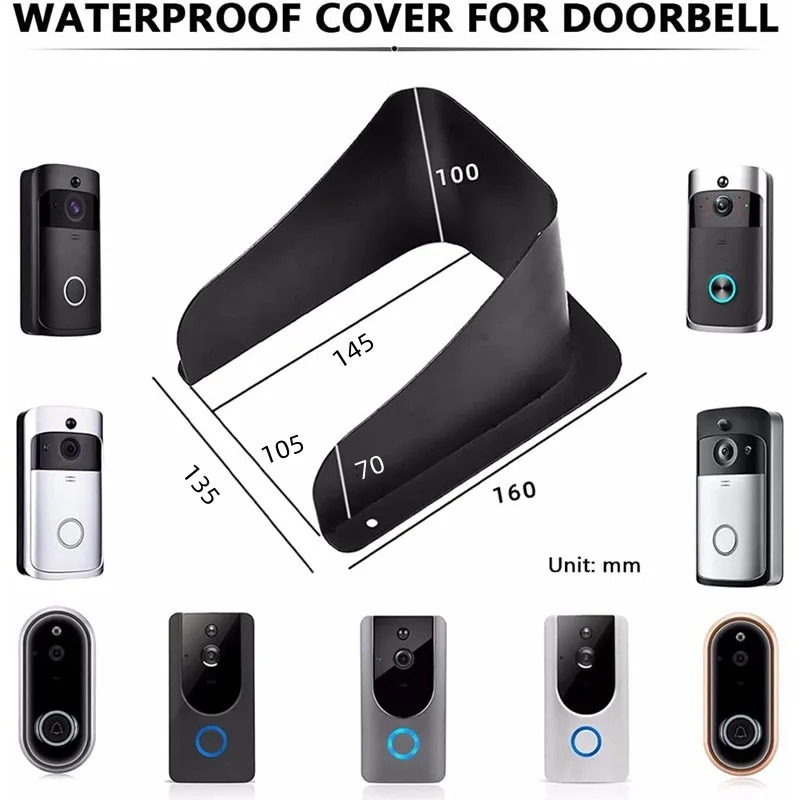 Rainproof Video Doorbell Rain Cover, Metal Door
