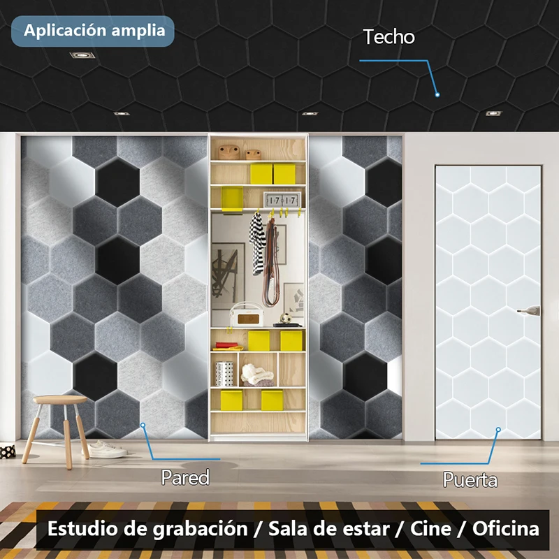 Panel acústico de absorción, lámina de insonorización, pegatinas de pared a  prueba de sonido, paneles de decoración para el hogar, tira de sellado de  puerta de estudio, 12 Uds. - AliExpress