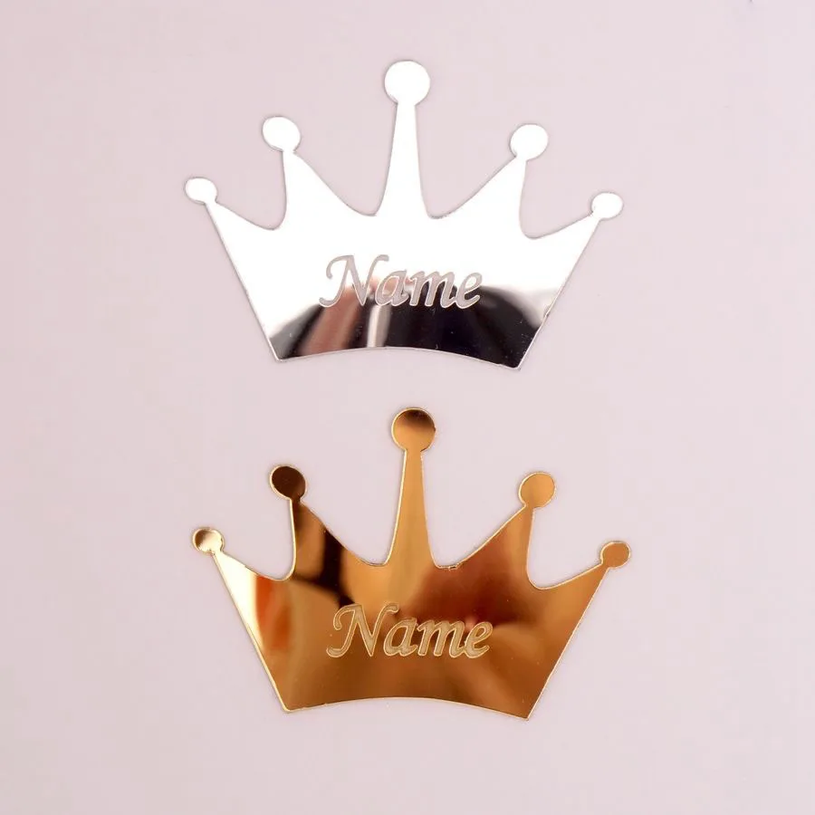 Wedding Mirror Tags 50pcs Personalized Crown Table Center Decoration Card Acrylic Name Sign Stickers Party Favors Laser Cut Gift