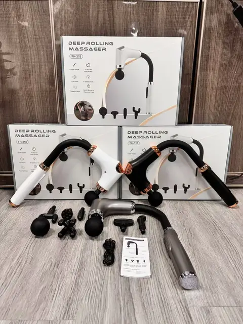 New Fascia Gun with Extended Handle and Elbow for Self assist Massage of the and Lower Back Muscle Relaxation and Massage Done 6