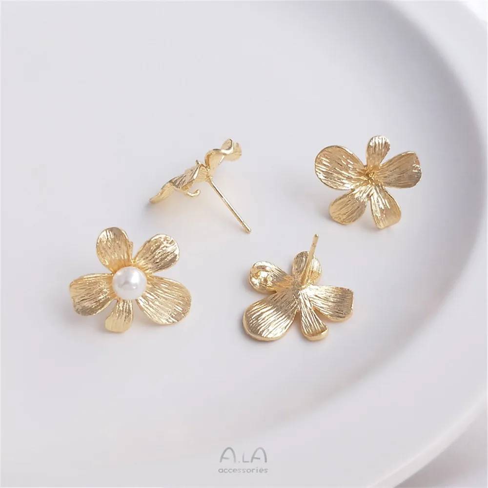 14K gold-abgedeckt antike blume mit ohrring rosette ohrringe perlen ohrringe 925 silber handgemachte ohrring material