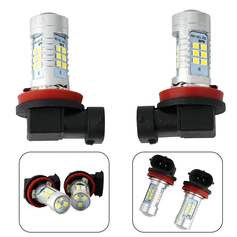 슈퍼 브라이트 안개등 전구, 200W 21 LED 칩, 2835 COB 6000K 화이트 액세서리, H11 H8 램프 교체, 2000LM