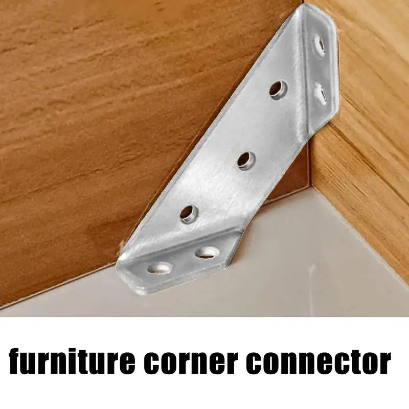 범용 가구 코너 커넥터, 스테인레스 스틸 코너 브레이스, 나사 포함, 목재용 헤비 듀티 앵글 선반 브래킷, 10 개 