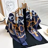 Retro Chain 90cm Printed Large Square Scarf Spring And Autumn Scarf Twill Silk Headscarf All-Match Sunscreen Shawl Female 1