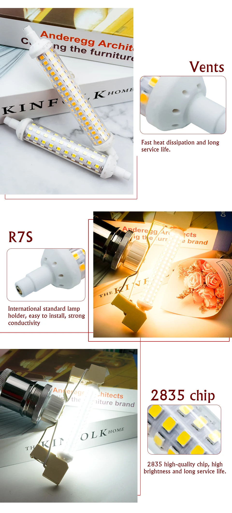 Description Picture 4 of itemR7S Led Lamp J78 J118 AC 220V 110V 2835SMD 64 80 leds 78mm 118mm Spotlight Replace Halogen Floodlight R7S Lamparas No Flicker