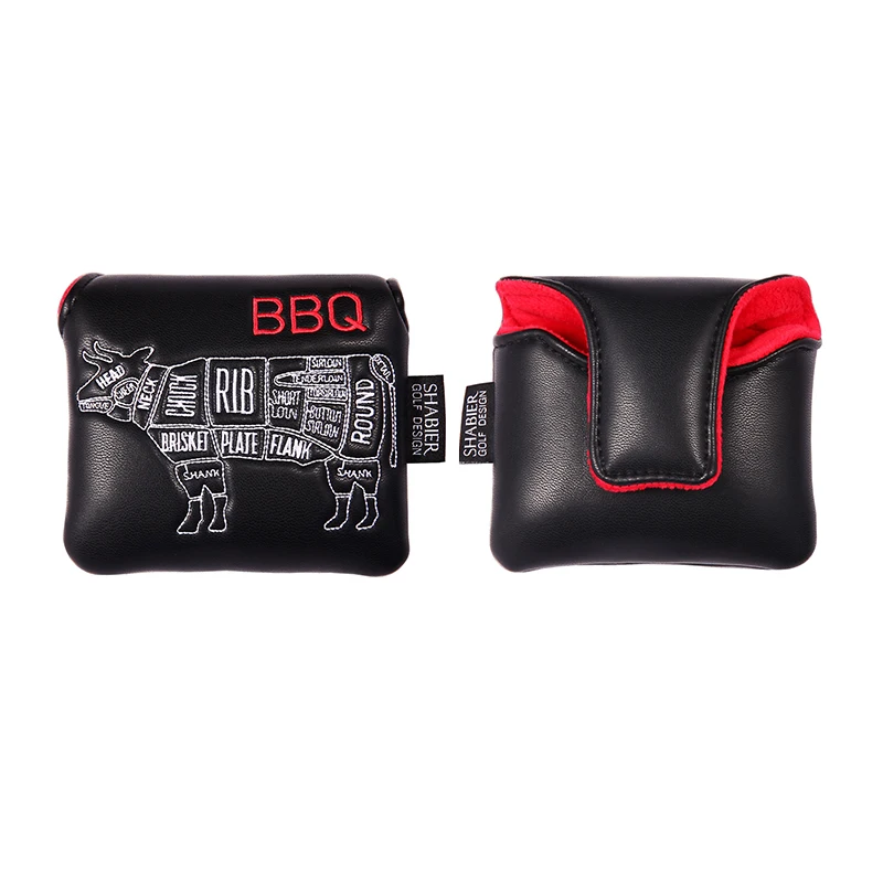 

Black PU Leather Magnetic Closure Golf Headcover Square Large Mallet Putter Covers