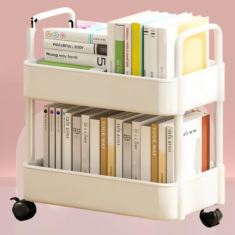 Multifunctional Double Layer Rolling Storage Cart Mobile Household Items Storage Cart with Wheels Bathroom Organizer