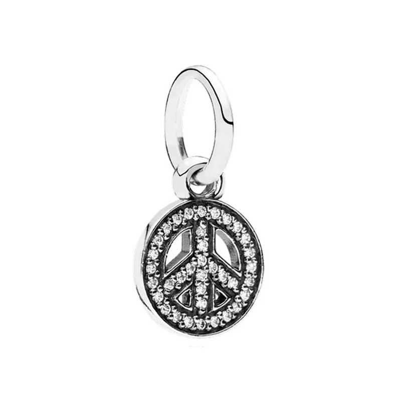 

Authentic 925 Sterling Silver Bead Sparkling Peace Pendant Charm Fit Pandora Women Bracelet Bangle Gift DIY Jewelry