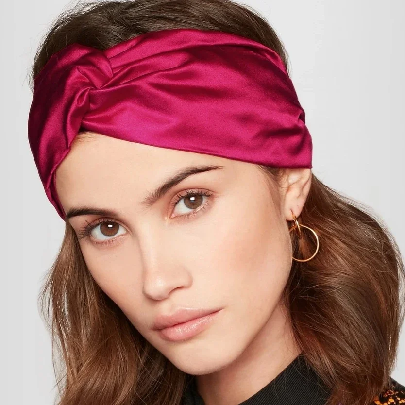 Pure Silk Twisted Turban Head Wrap 100 Mulberry Silk Designer Headbands Luxury Silk Elastic Hair Band For Women Bandana Bohimian