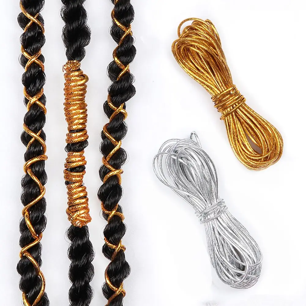 Silver Gold Dreadlock Decor Elastic Rope Braids Hair Styling Glitter Stretchable African Braid Braided Hair Accessories Bandeau