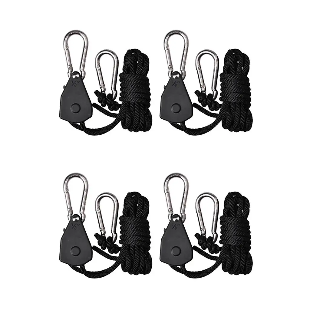 2 Pairs of Heavy Duty Rope (150 lbs Weight Load Capacity per Pair), 1/8`` Nylon Rope, Heavy Duty Adjustable Rope