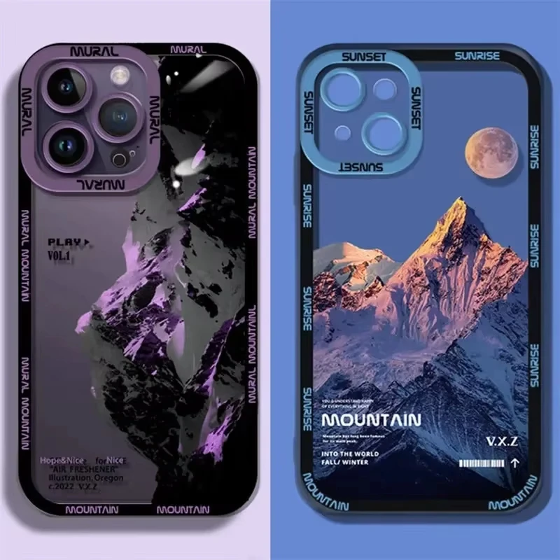 Purple Blue Sunset Snow Mountain Natural Scenery Bumper Phone Case