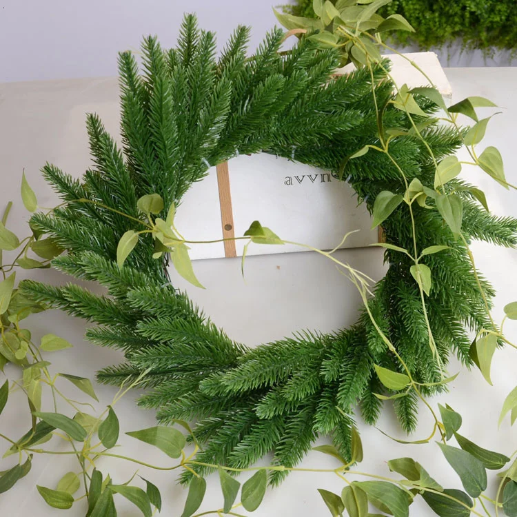 Christmas Pink Series Wreath Plastic Pine Branches Xmas Ball For Christmas DIY Wreath/Door Hanging Decorations Navidad DIY Tree_voghion.com