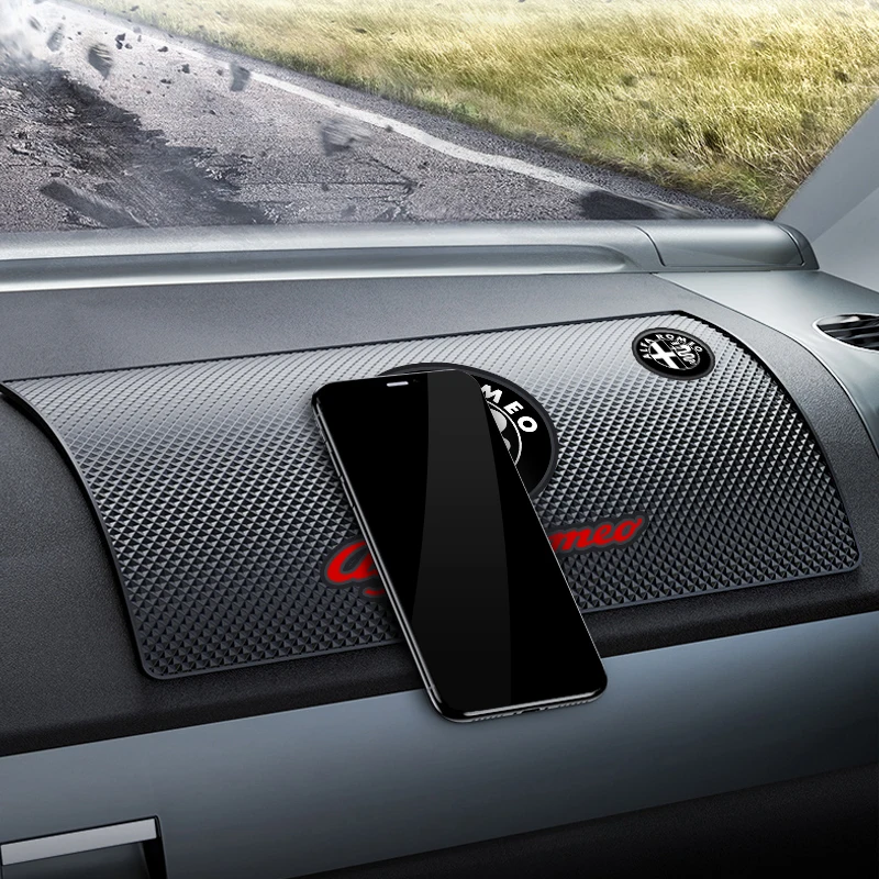 Car Silicone Non-Slip Mat Interior Console Emblem Badge Anti-Slip Pad For Alfa Romeo 147 159 156 Giulietta Giulia Mito Spider car non slip mat non slip mat car dashboard mat non slip dash mat silicone anti slip pad silicone anti skid pad
