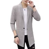 Mens Autumn and Winter Sweaters Men's X-long Knitted Sweaters Jackets Men Long Style Cardigan Solid Color Sweatercoat 1