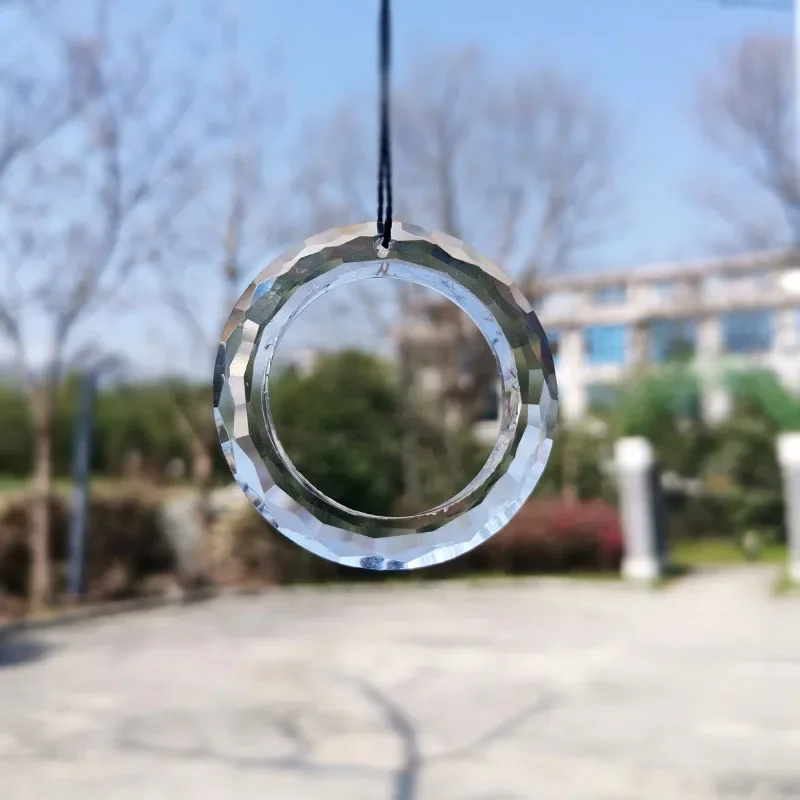 Clear Ring Circle Crystals Prism Glass Suncatcher Chandelier Prisms Parts Drops Hanging Crystals Sun Catcher Pendant
