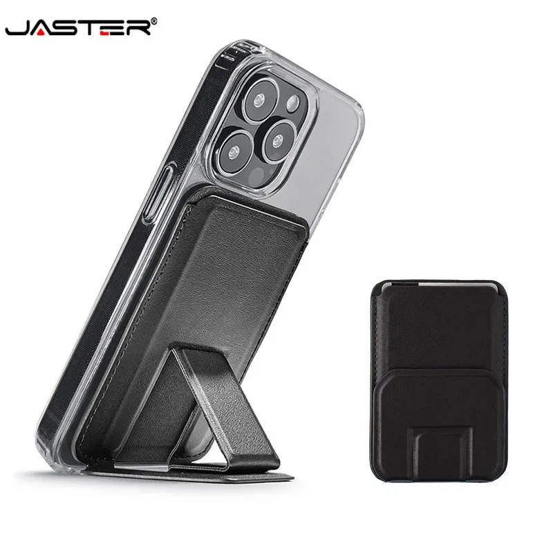 Jaster Magnetic Leather Card Wallet Clip Per Iphone 15 14 13 Pro Max Supporto Per Telefono Per Magsafe Hide Stand Accessori Per Custodia Per Telefono