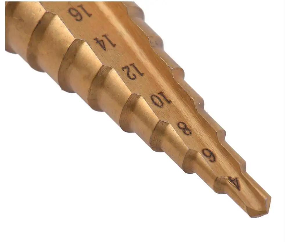 Step Drill Bit Set 3PC Titanium Plated 3-12/4-12/4-20mm Hexagonal Handle