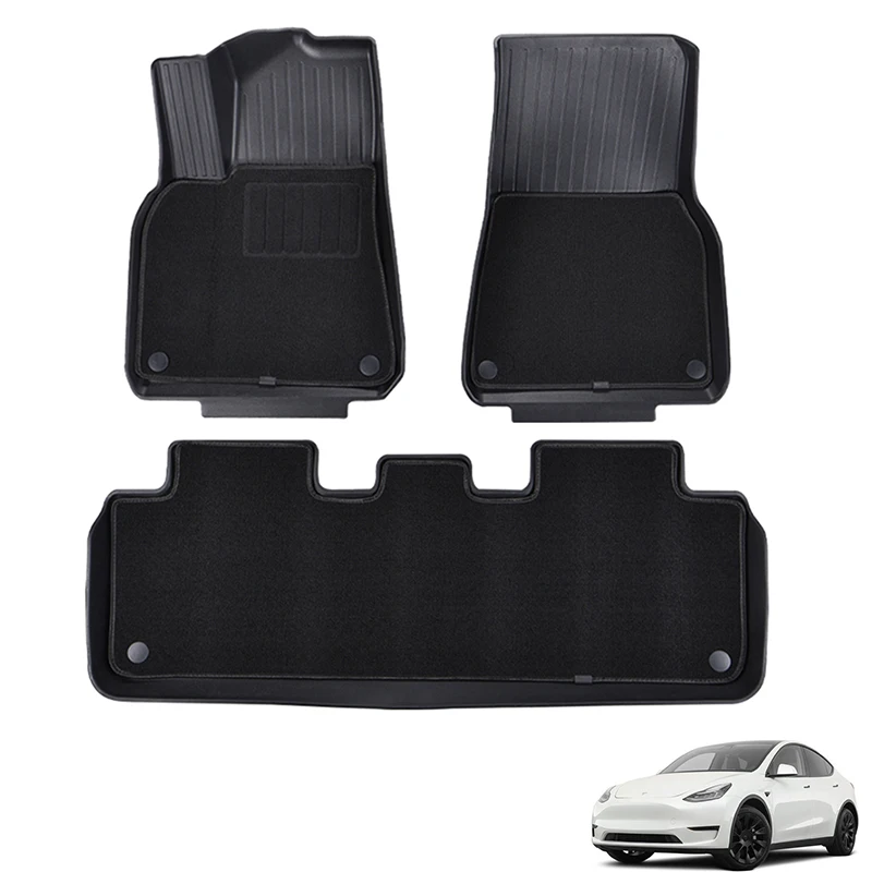 Tesla Model Y luxury floor mat set, 6 pieces - rubber mat with velor c –  E-Mobility Shop