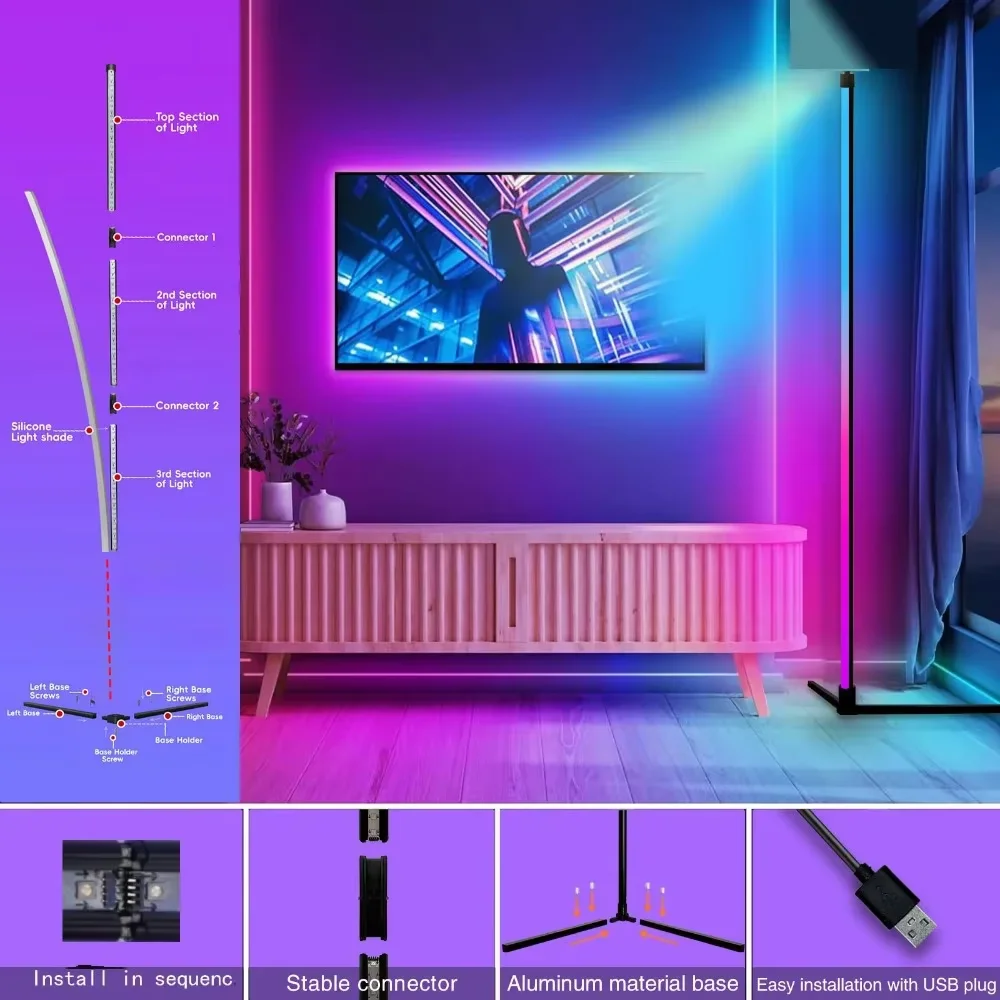 DARHYN LED Floor Lamp 100/150cm RGB Remote Control Stand Light For Bedroom Living Room Home Ambient Lighting Fixtures LED Lamp