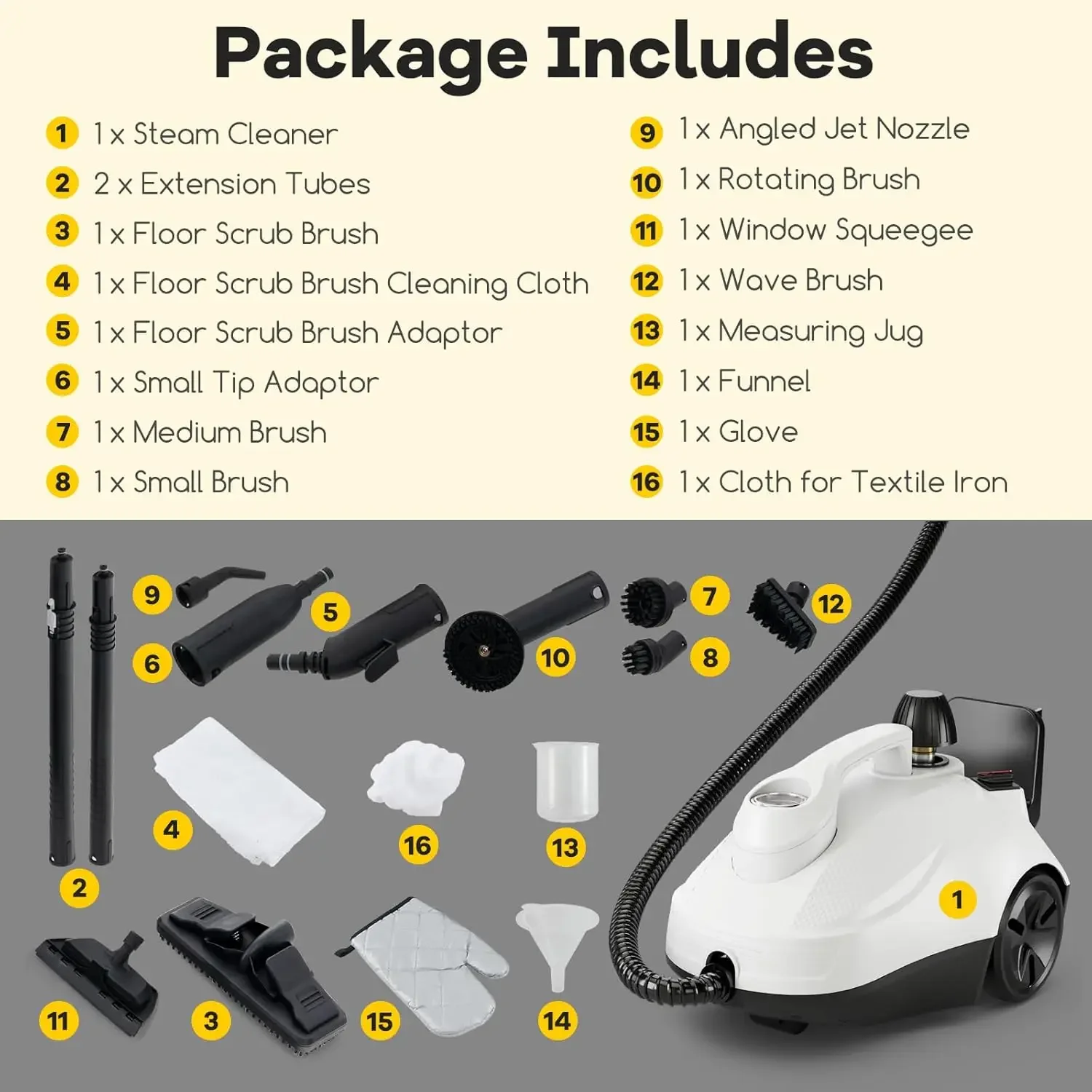 Multi-Purpose Steam Cleaner, Portable Steamer with Trigger Lock, Wheels & 61 OZ Water Tank, 1800W Steam Cleaning Machine for Uph 6