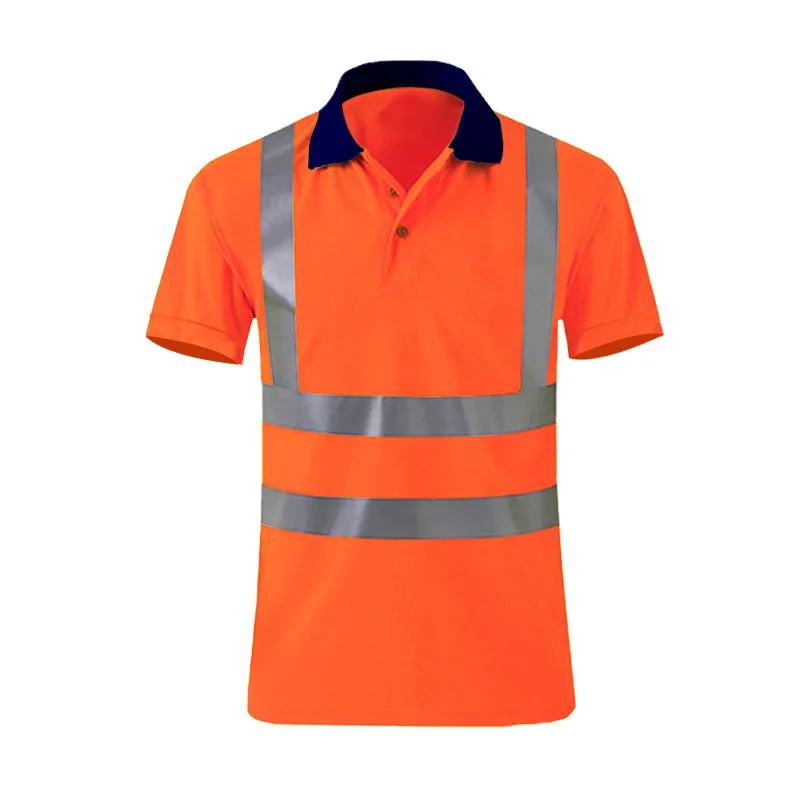 Reflective Shirt Men Work Short Sleeve Hi Vis T-shirt Polo High Visibility Safety Work Shirts