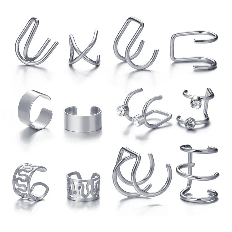 Leaves Ear Cuff Non-Piercing Fake Cartilage Clip Earrings for Men and Women Jewelry