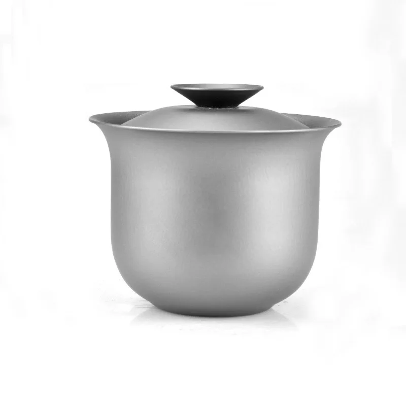 130ml Pure Titanium Gaiwan,Double-layer Insulating And Anti-hot Kung Fu Tea Set,Portable Home Outdoor Camping Small Tea Bowl