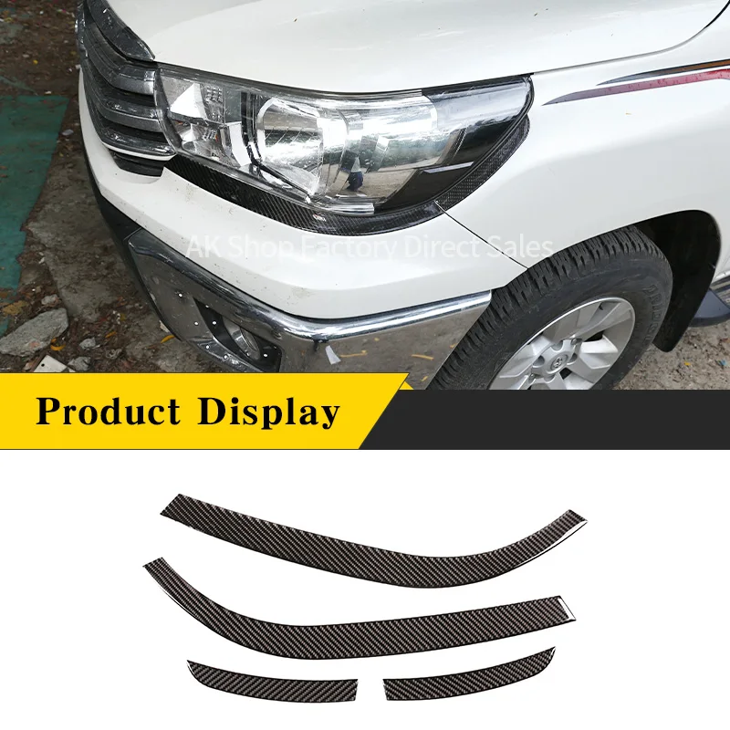 

Для Toyota Hilux 2015-2021, автомобильные фары из настоящего углеродного волокна, переворачивающиеся в брови, панель, декоративная наклейка, автомобильные аксессуары