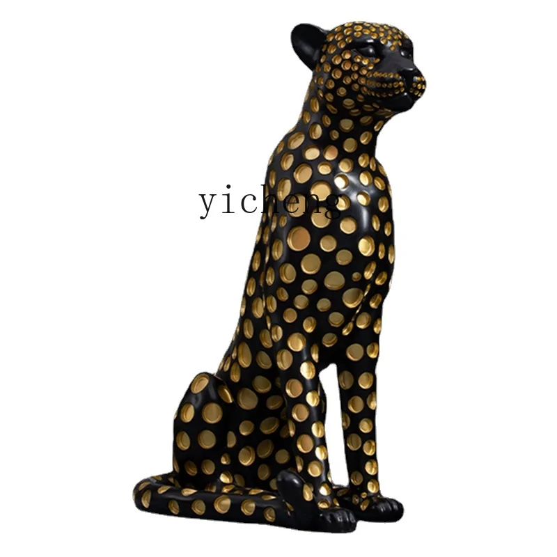 

Zf Lucky Golden Leopard Large Floor Welcome Decoration Store Opening Gift Moving into the New House