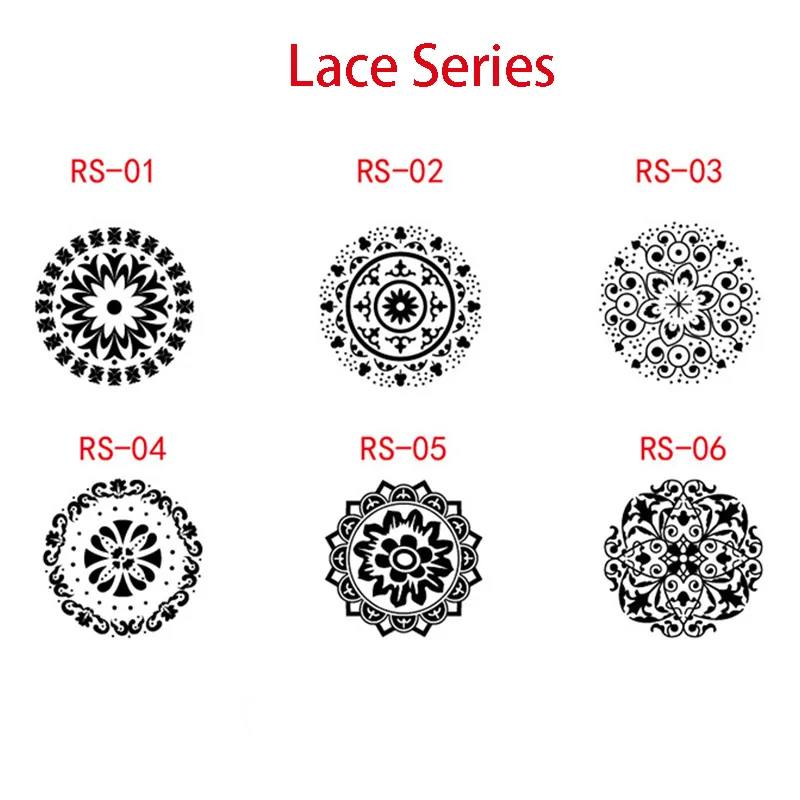 6개의 원형 나무 레트로 패턴 스탬프, 레이스 감사 인사말 다이어리 종이 장식 스탬프 DIY 스크랩북 다이어리에 적합