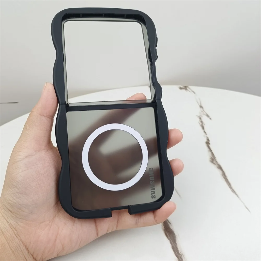 Translucent Wavy Frame Magnetic Luxury Shockproof Case with Silicone Back Cover